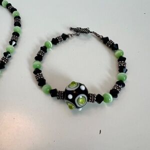 Handmade Bumpy Lampwork Glass Jewelry Set Wicked Witch Maximalist Boho